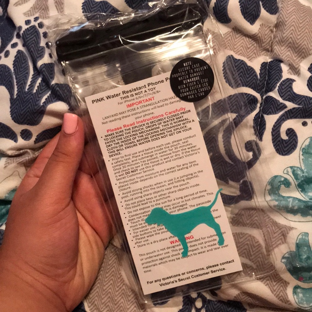 vs pink water resistant phone pouch